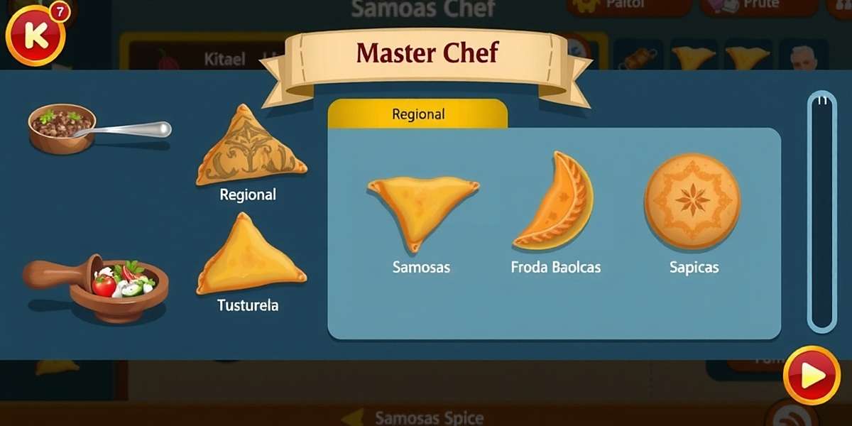Master Chef Mode in Samosas Saga Samosas Saga Master Chef mode showing a player preparing different regional samosa varieties with various fillings and spices