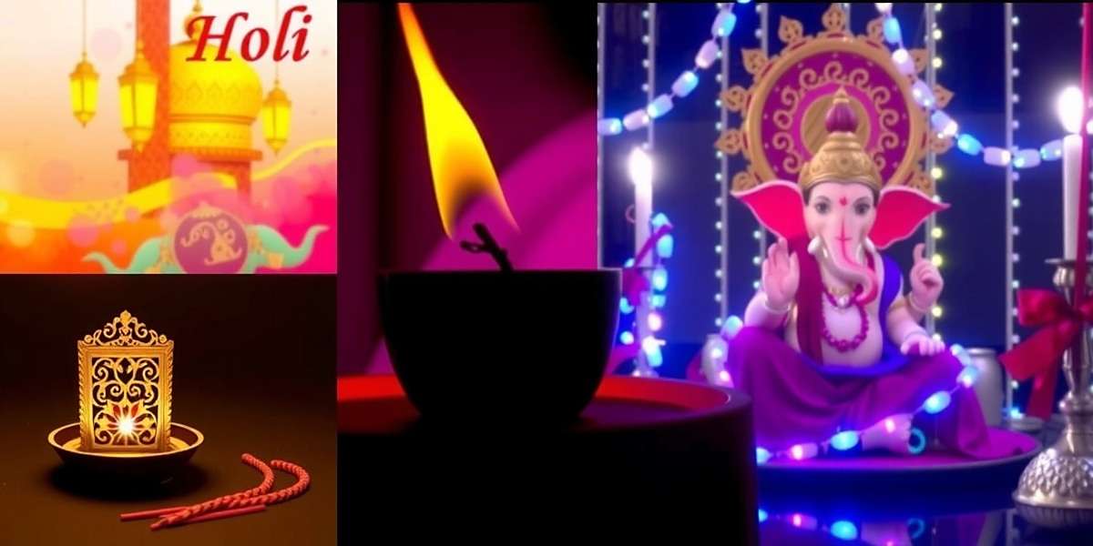 Festival Diversity in Samosas Saga Samosas Saga festival collage showing Holi, Ramadan, Pongal and Ganesh Chaturthi celebrations with samosas