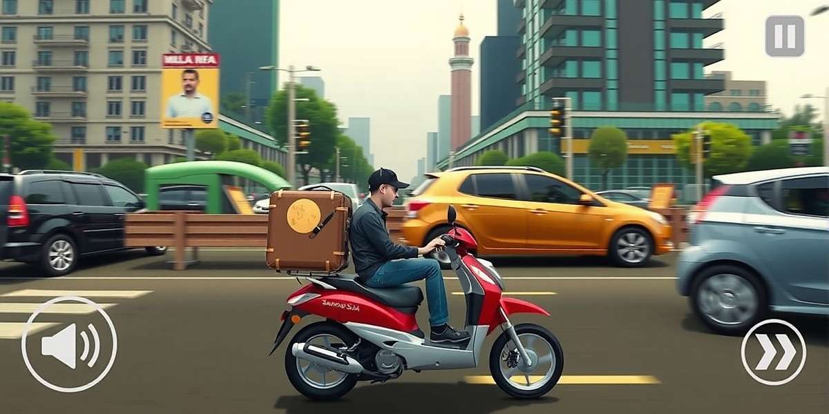 Delivery Dash Mode in Samosas Saga Samosas Saga Delivery Dash mode showing a player delivering samosas on a scooter through busy Mumbai streets during rush hour